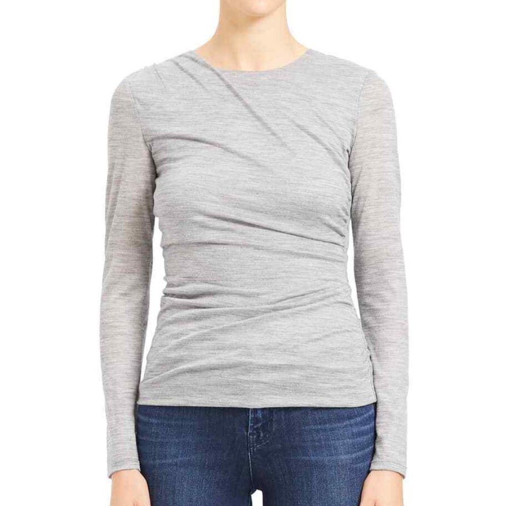 NWT Theory Twist Wool Top Gray Longsleeve Sweater $225